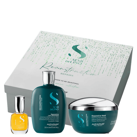 Set AlfaParf Semi di Lino The Resort Collection Smoothing Set (shmp/250ml +  h/mask/200ml + oil/120ml)